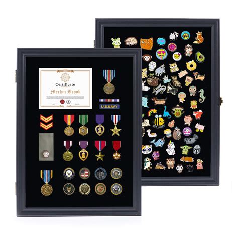 metal pin box|shadow box for pin collection.